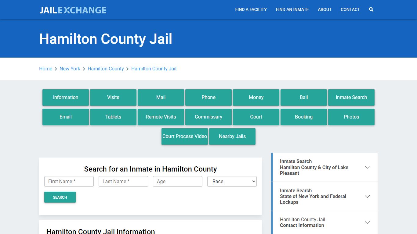 Hamilton County Jail Roster Lookup, NY, Inmate Search